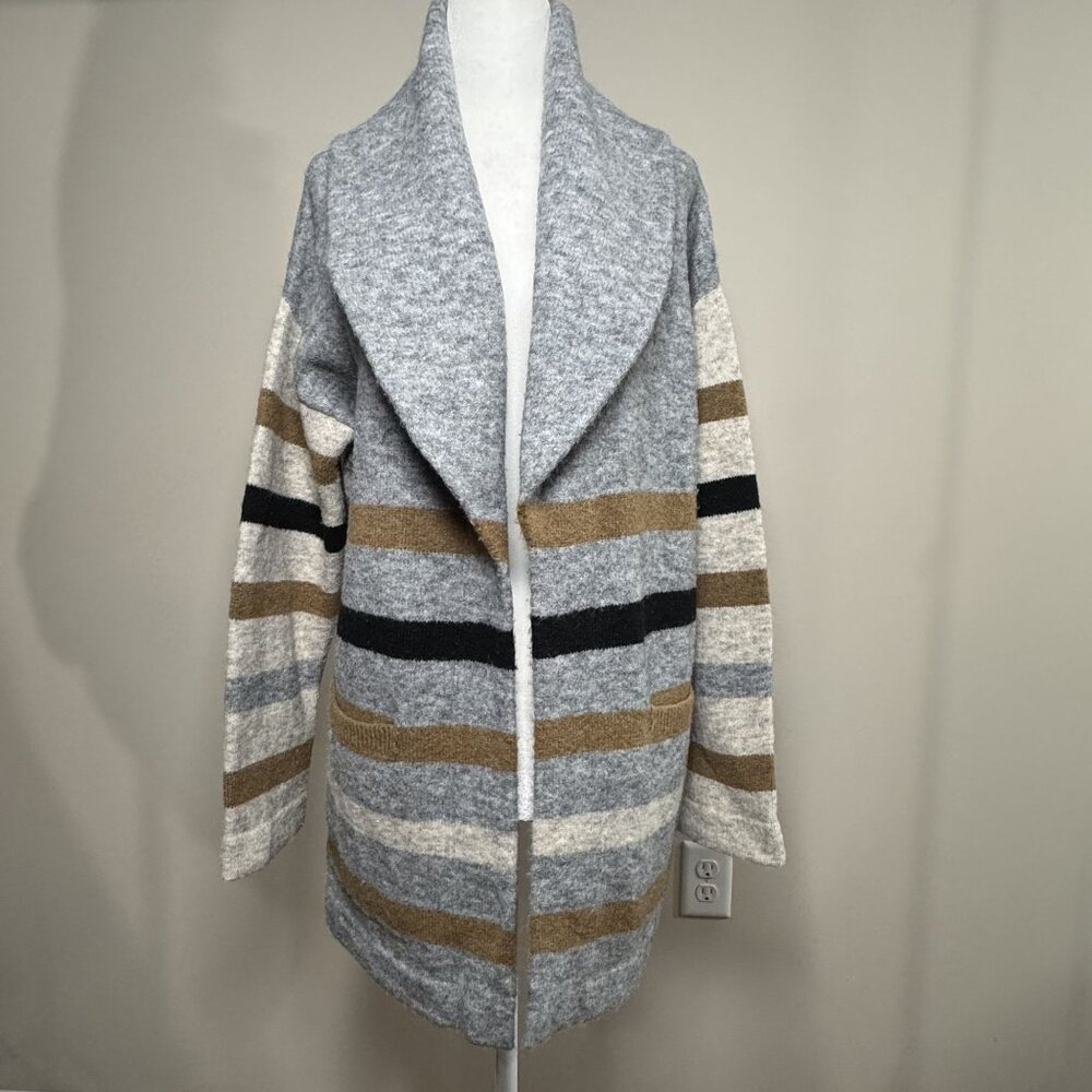 Anthropologie Womens Oversized Long Cardigan Sweater Size XS Gray Wool Blend
